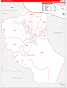 St. Charles County Wall Map Red Line Style